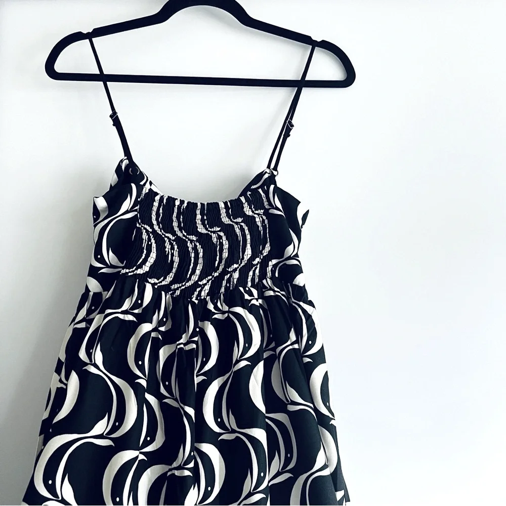 FARM Rio Brazil Copacabana Sidewalks Print Monochrome Midi Dress Size M (Medium) - Picture 12 of 16